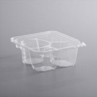 Fabri-Kal GS6-3W Greenware 3-Compartment Clear PLA Plastic Compostable Container - 300/Case
