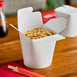 Emperor's Select 32 oz. White Microwavable Paper Round Bottom Take-Out Container - 25/Pack