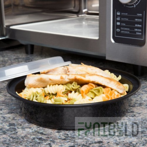 Pactiv Newspring NC737B 35 oz. Black VERSAtainer Round Microwavable Container with Lid - 150/Case