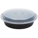 Pactiv Newspring NC737B 35 oz. Black VERSAtainer Round Microwavable Container with Lid - 150/Case