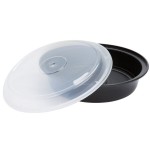 Pactiv Newspring NC737B 35 oz. Black VERSAtainer Round Microwavable Container with Lid - 150/Case
