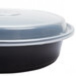 Pactiv Newspring NC737B 35 oz. Black VERSAtainer Round Microwavable Container with Lid - 150/Case