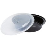 Pactiv Newspring NC737B 35 oz. Black VERSAtainer Round Microwavable Container with Lid - 150/Case