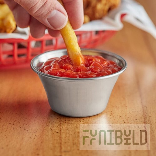 TableCraft 4 oz. Round Flared Rim Stainless Steel Sauce Cup - 5063