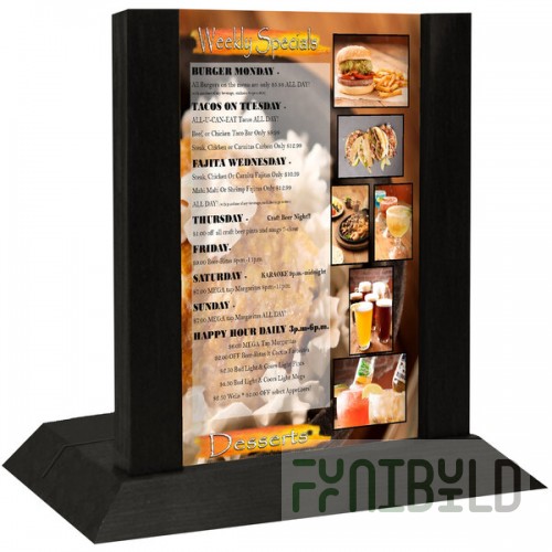 Menu Solutions WDAFR-B Black Wood Menu Holder / Tent with 5