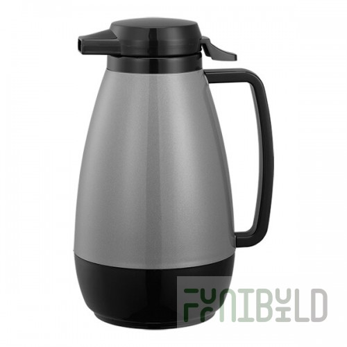 Service Ideas Thermo-Serv 20 oz. Gray ABS Plastic Insulated Coffee Carafe / Server with Push-Button Lid PB501MG