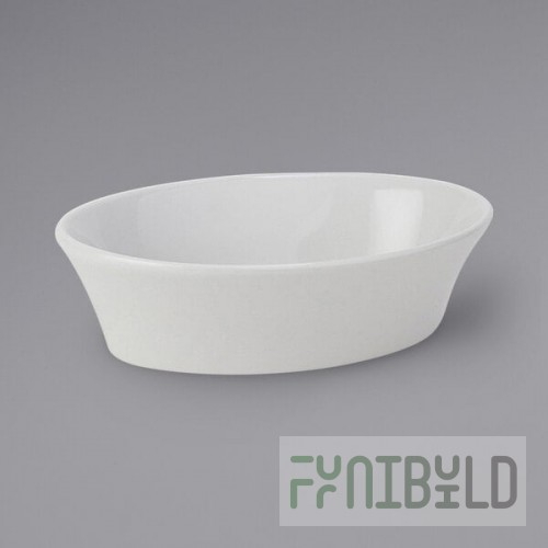 Tuxton BPK-100 10 oz. Porcelain White Oval China Baker / Casserole Dish - 12/Case