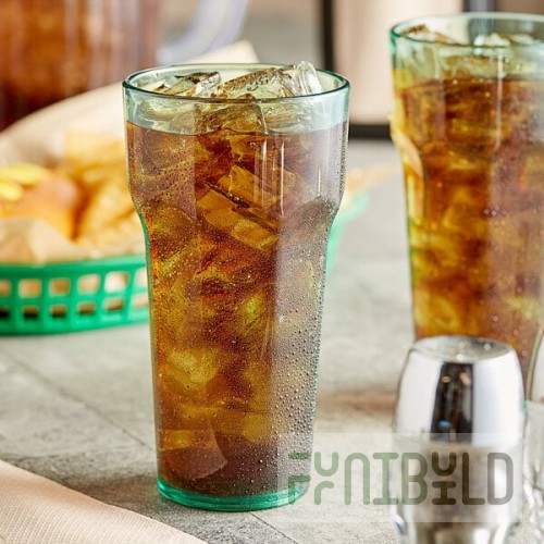 Choice 16 oz. Green Plastic Paneled Tumbler - 12/Pack