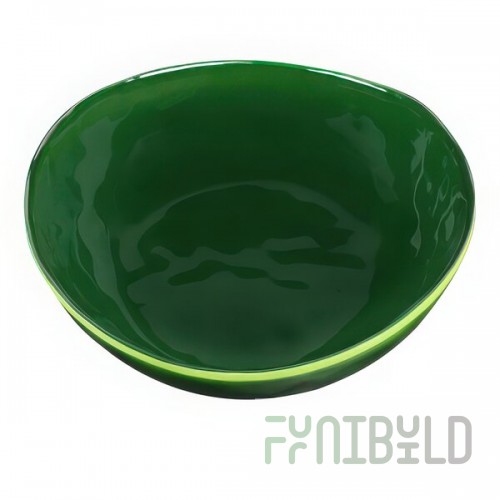 Elite Global Solutions Maya 48 oz. Green Reactive Glaze Irregular Round Melamine Bowl - 6/Case