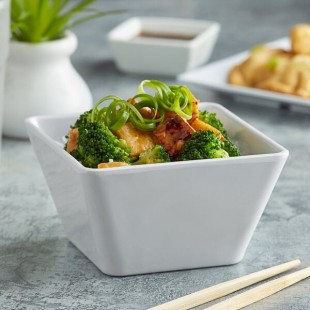 Acopa Rittenhouse 20 oz. Square White Melamine Bowl - 12/Case