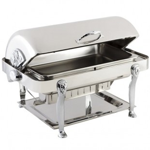 Bon Chef 18040CH Elite Rectangle 8 Qt. Dripless Stainless Steel with Chrome Accents Roll Top Chafer with Lion Legs Bon Chef 18040CH Elite Rectangle 8 Qt. Dripless Stainless Steel with Chrome Accents Roll Top Chafer with Lion Legs