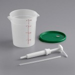 Choice Condiment Pump Kit with 1 oz. Pump and 4 Qt. Round Translucent Container with Green Lid