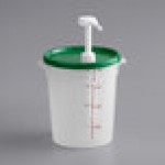Choice Condiment Pump Kit with 1 oz. Pump and 4 Qt. Round Translucent Container with Green Lid