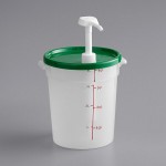 Choice Condiment Pump Kit with 1 oz. Pump and 4 Qt. Round Translucent Container with Green Lid