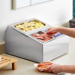 ServSense Stainless Steel Hotel Pan Organizer Set with (2) 1/6 and (1) 1/3 Size Pans
