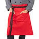 Uncommon Chef 3118 Red Customizable 100% Cotton Canvas Mod Waist Apron with Black Webbing and 3 Pockets - 24