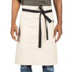Uncommon Chef 3118 Red Customizable 100% Cotton Canvas Mod Waist Apron with Black Webbing and 3 Pockets - 24