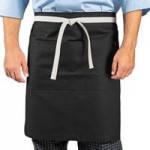 Uncommon Chef 3118 Red Customizable 100% Cotton Canvas Mod Waist Apron with Black Webbing and 3 Pockets - 24