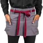 Uncommon Chef 3118 Red Customizable 100% Cotton Canvas Mod Waist Apron with Black Webbing and 3 Pockets - 24
