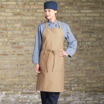 Uncommon Chef 3004 Khaki Customizable Poly-Cotton Twill Bib Apron with 3 Pockets - 34