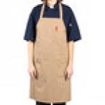 Uncommon Chef 3004 Khaki Customizable Poly-Cotton Twill Bib Apron with 3 Pockets - 34