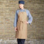 Uncommon Chef 3004 Khaki Customizable Poly-Cotton Twill Bib Apron with 3 Pockets - 34
