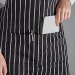 Choice Black and White Chalk Stripe Poly-Cotton Adjustable Tuxedo Apron with 2 Pockets - 32