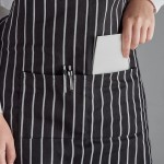 Choice Black and White Chalk Stripe Poly-Cotton Adjustable Tuxedo Apron with 2 Pockets - 32