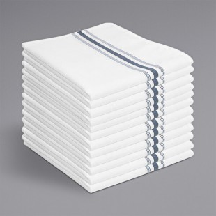 Hospeco Mariposa Gray 100% Spun Polyester Bistro Striped Cloth Napkins, 18
