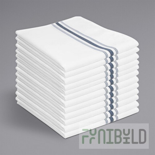 Hospeco Mariposa Gray 100% Spun Polyester Bistro Striped Cloth Napkins, 18