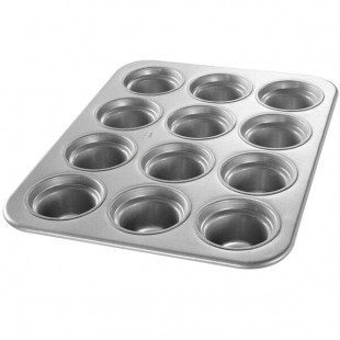 Chicago Metallic 43555 12 Cup 7.3 oz. Glazed Aluminized Steel Jumbo Crown Muffin Pan - 13 1/2