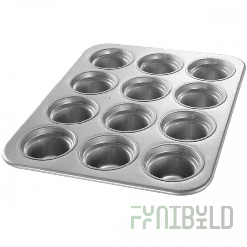 Chicago Metallic 43555 12 Cup 7.3 oz. Glazed Aluminized Steel Jumbo Crown Muffin Pan - 13 1/2