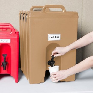 Cambro 1000LCD157 Camtainer® 11.75 Gallon Coffee Beige Insulated Beverage Dispenser