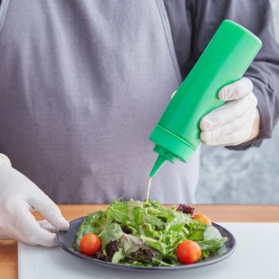 Choice 12 oz. Green Wide Mouth Squeeze Bottle - 6/Pack Choice 12 oz. Green Wide Mouth Squeeze Bottle - 6/Pack