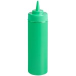 Choice 12 oz. Green Wide Mouth Squeeze Bottle - 6/Pack