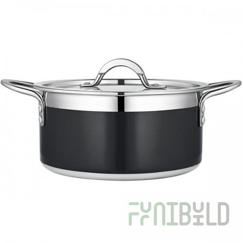 Bon Chef Country French X 3.28 Qt. Black Stainless Steel Pot - 71301-CF2-B