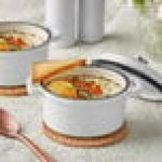Valor 8 oz. Arctic White Enameled Mini Cast Iron Pot with Cover Valor 8 oz. Arctic White Enameled Mini Cast Iron Pot with Cover