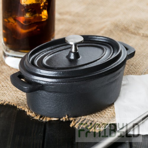 Libbey CIS-27 11 oz. Mini Cast Iron Oval Dutch Oven - 12/Case