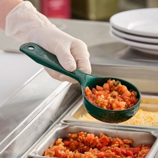 Carlisle 492908 Measure Misers 4 oz. Forest Green Acetal Short Handle Perforated Portion Spoon