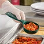 Carlisle 492908 Measure Misers 4 oz. Forest Green Acetal Short Handle Perforated Portion Spoon