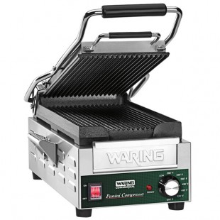 Waring WPG200 Compresso Slimline Panini Grill with Grooved Top and Bottom Plates - 7 3/4