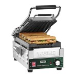 Waring WPG200 Compresso Slimline Panini Grill with Grooved Top and Bottom Plates - 7 3/4