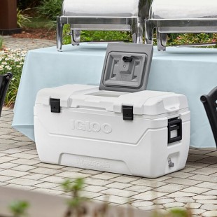 Igloo 50048 MaxCold 165 Qt. White Cooler with Quick-Access Lid Hatch and Comfort Grip Side Handles Igloo 50048 MaxCold 165 Qt. White Cooler with Quick-Access Lid Hatch and Comfort Grip Side Handles