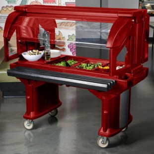 Cambro VBR5158 Hot Red 5' Versa Food / Salad Bar with Standard Casters