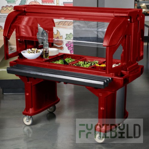 Cambro VBR5158 Hot Red 5' Versa Food / Salad Bar with Standard Casters