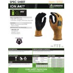 Cordova iON A4 Mandarin Orange HPPE / Glass Fiber / Synthetic Fiber Cut Resistant Food-Safe Gloves with Black Sandy Nitrile Palm Coating - Large - Pair