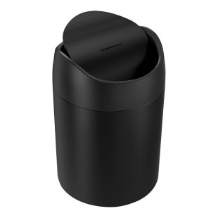 simplehuman CW2100 0.4 Gallon / 1.5 Liter Matte Black Stainless Steel Countertop Swing Top Round Wastebasket / Trash Can simplehuman CW2100 0.4 Gallon / 1.5 Liter Matte Black Stainless Steel Countertop Swing Top Round Wastebasket / Trash Can