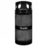 Ex-Cell Kaiser WR-34R DM BLACK Landscape Series 34 Gallon Round Black Gloss Perforated Trash Can with Dome Top