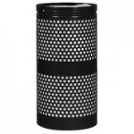 Ex-Cell Kaiser WR-34R DM BLACK Landscape Series 34 Gallon Round Black Gloss Perforated Trash Can with Dome Top
