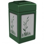 Commercial Zone 733961 42 Gallon Black Square Trash Can with Stainless Steel Cattail Panels Commercial Zone 733961 42 Gallon Black Square Trash Can with Stainless Steel Cattail Panels